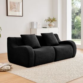 Soft Teddy Fabric Boneless Sofa,No Assembly Required Streamlined Design,Anti-Slip Design 32D High Density Sponge Fits Living Rooms Bedrooms,Black