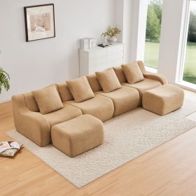 U-Shaped Boneless Sofa,Teddy Fabric No assembly required Curved armrest,Anti-slip Design,Streamlined Design 32D High Density Sponge