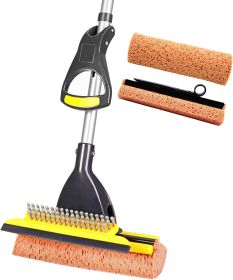 Sponge Mop Home Commercial Use Tile Floor Bathroom Garage Cleaning Total 2 Sponge Heads NOT 3 Telescopic Handle Squeegee from 42.5 to 52 Inches E