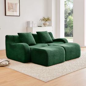 Soft Teddy Fabric Boneless Sofa,Anti-Slip Design,Assembly Chaise Lounge Curved Armrests Ergonomic Support 32D High Density Sponge