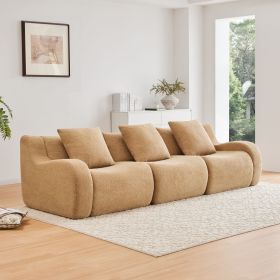 Boneless Sofa,3 Seat High-Quality Teddy Fabric,Anti-Slip Design,No Assembly Curved Armrests Streamlined Design