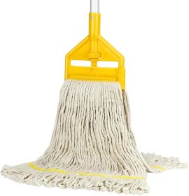 Commercial Mop Heavy Duty Industrial Cotton Mop with Long Handle,Looped-End String Wet Mops for Home,Garage,Office, Workshop, Warehouse Floor Cle