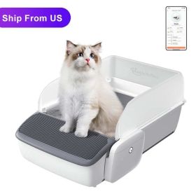 Automatic Cat Litter Box Self-cleaning Open Smart Cat Litter Box Cat Products (Color: White)