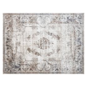 8x10 Boho Area Rug, Machine Washable Carpet For Living Room, Bedroom, Dining Room, Kitchen, Home Office, Brown (Color: Brown)