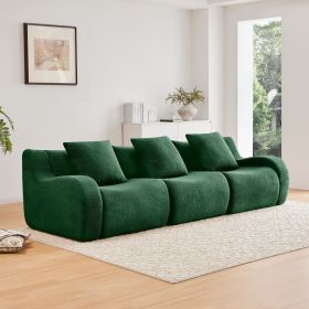 Boneless Sofa,3 Seat High-Quality Teddy Fabric,Anti-Slip Design,No Assembly Curved Armrests Streamlined (Color: as Pic)